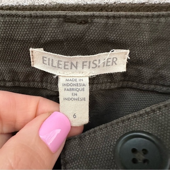 Eileen Fisher Organic Cotton Hemp Tapered Pant Seaweed Green - Picture 6 of 13